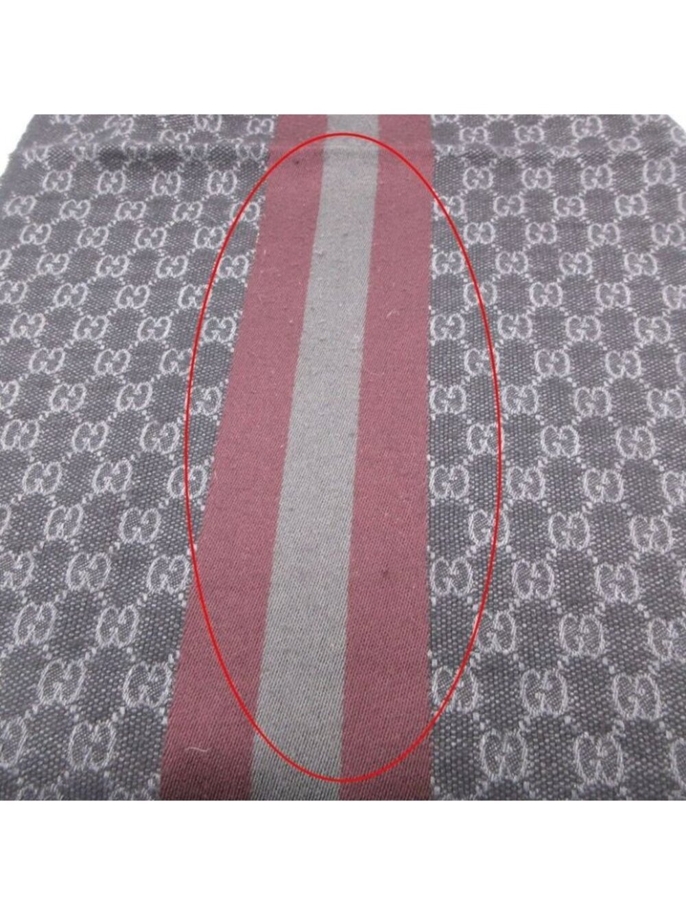 Gucci Scarf Shawl Web Line GG Pattern Fringe Gray Black - Picture 4 of 9